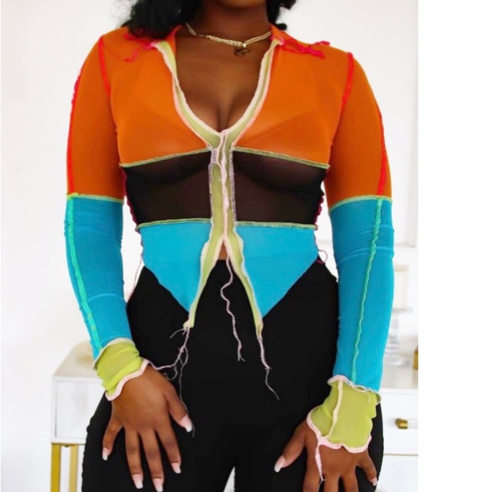 Colorblock Me Stripe Mesh Top